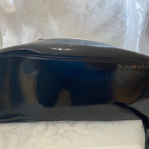 Kate Spade NY Black & White Striped Patent Leather Handbag - Picture 10 of 12